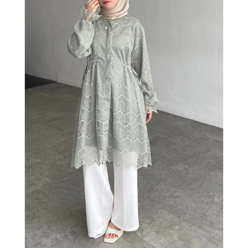 Amberia Tunik Brukat Kondangan Pesta Baju Wanita Kekinian- NEW SERIES MAHOGANY