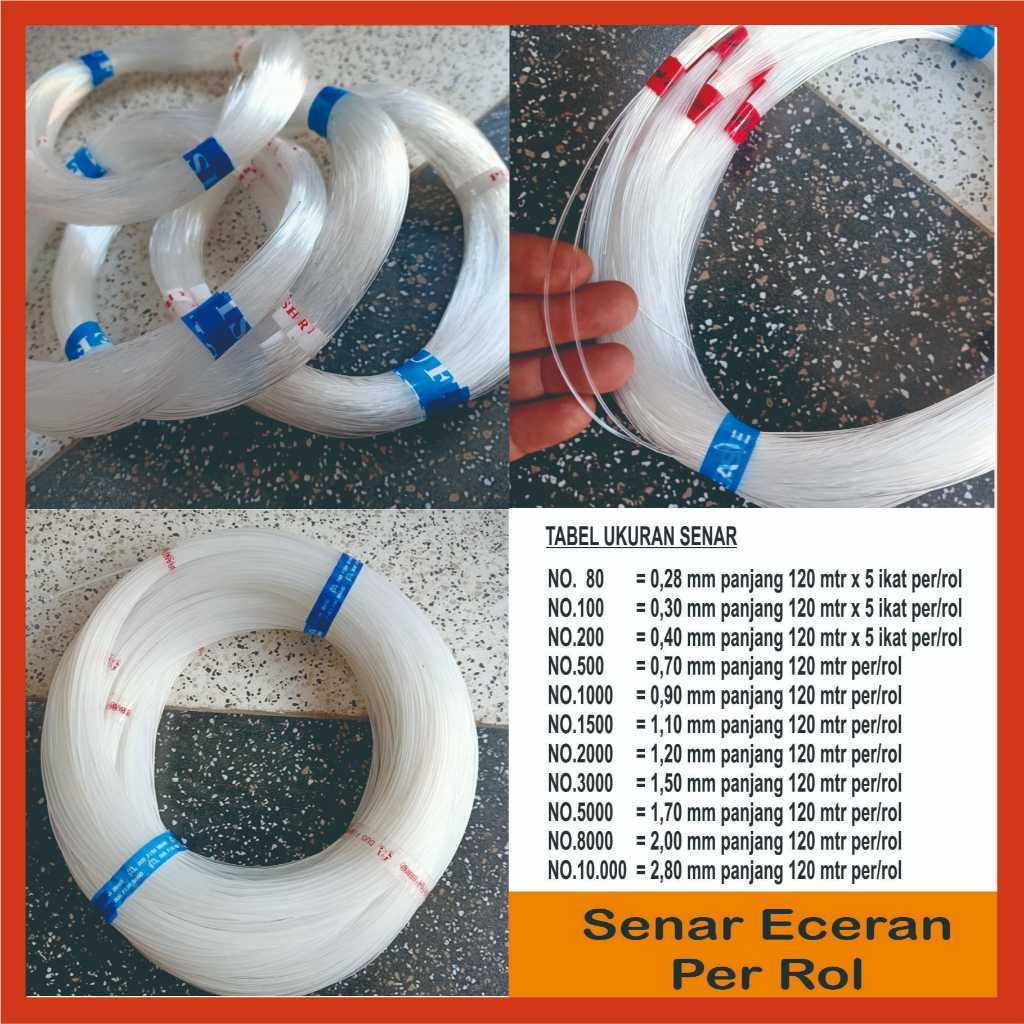 (1 Roll ) Tali Senar Pancing Eceran / Senar Pancing Putih / Senar Nelayan ( Senar Ukuran Besar )