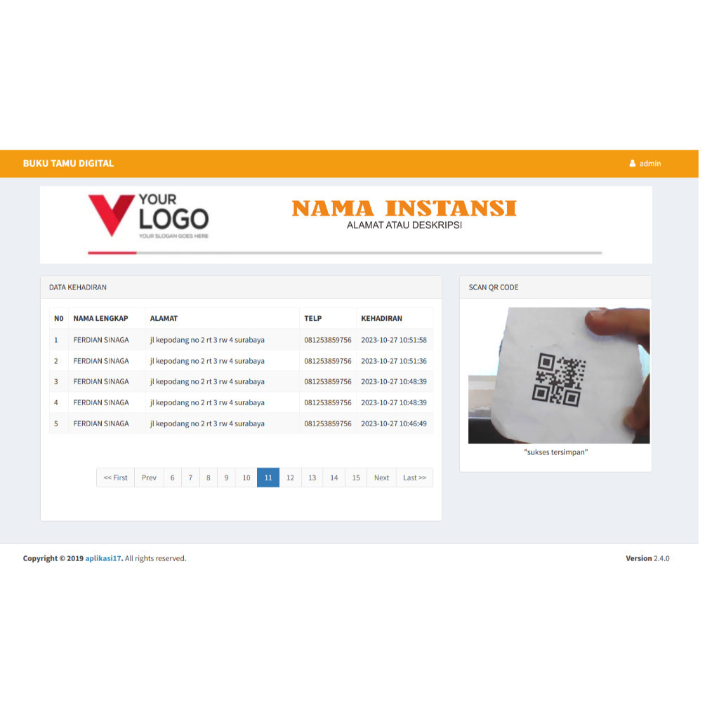 Resmi pembuat v2 buku tamu digital bisa barcode cetak id card pegawai dengan qrcode