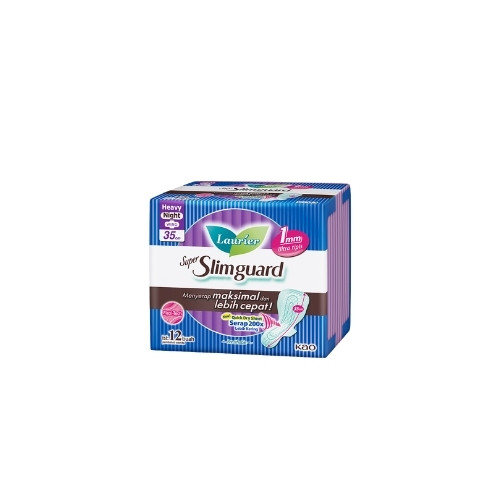 Laurier Super Slimguard Pembalut Wanita Night Slim Breathable 35cm Wing Menyerap Maksimal dan Lebih 