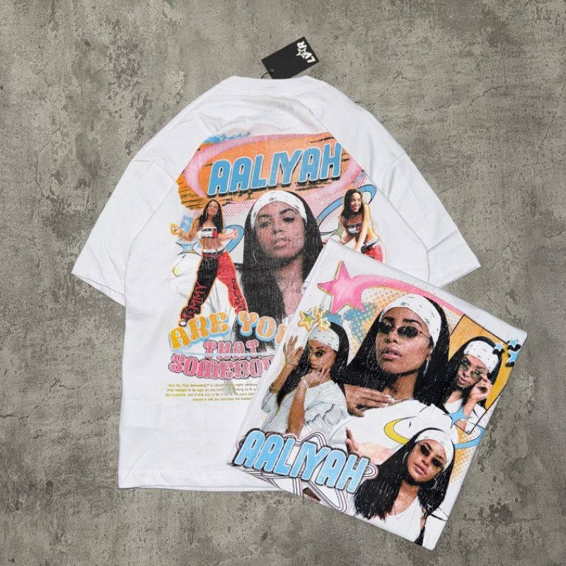 Baju Kaos Oversize AALIYAH Are You That Somebody - T Shirt Vintage Aaliyah Oversized White T-shirt P