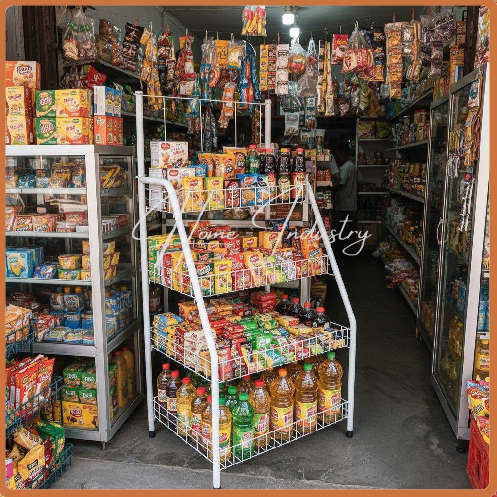 Rak Roti serbaguna Jumbo susun 4/Rak toko/Rak mini market/rak market/Rak display/Rak keranjang penyi