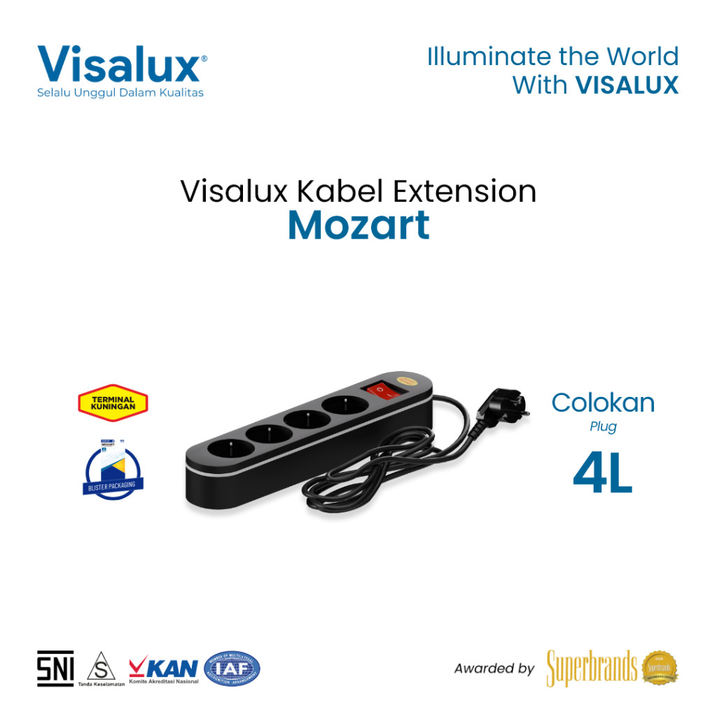 Visalux Kabel Extension Mozart - 4L (Colokan 4 Lubang) (MOZ-VEK5204E)