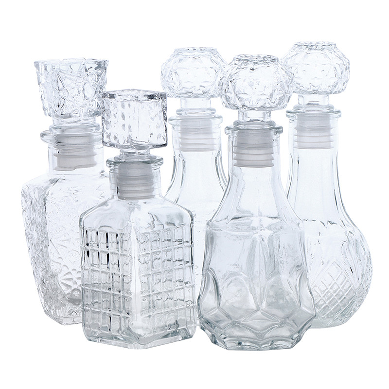 1Pc 100/150ml TWhisky Glass Liquor Bottle French Carved For Alcohol Wedding Gifts Wine Mini Containe
