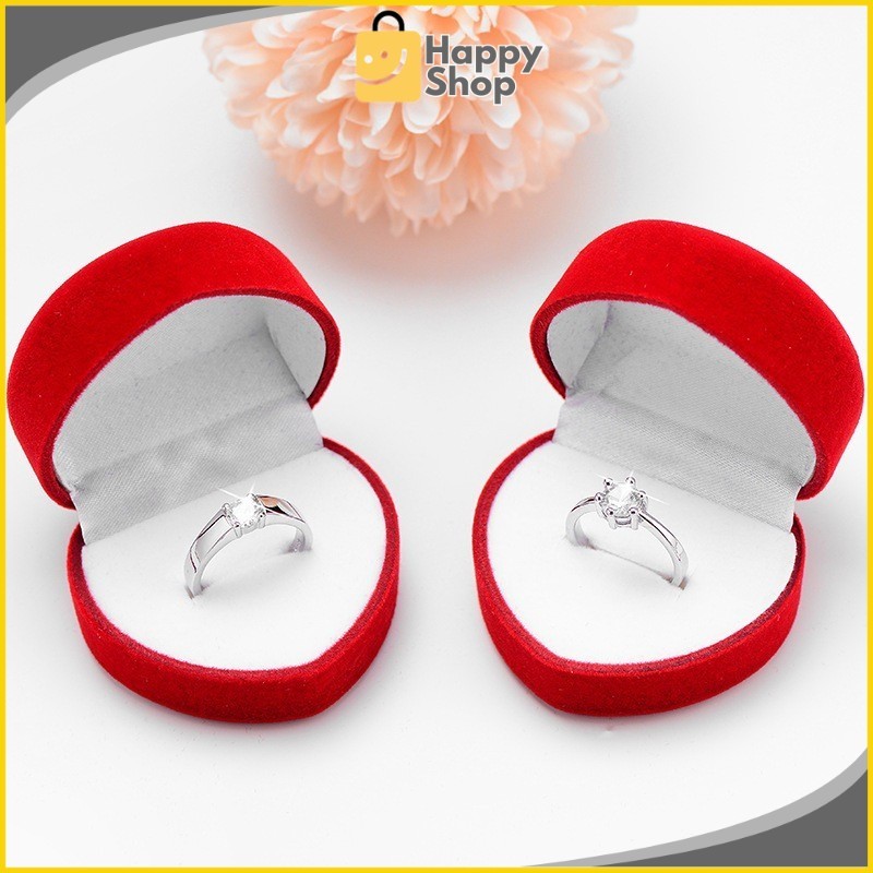 Orlee Ring Box Love/Kotak Cincin Bentuk Love Hati/Tempat Menyimpan Perhiasan/Kotak Perhiasan Beludru