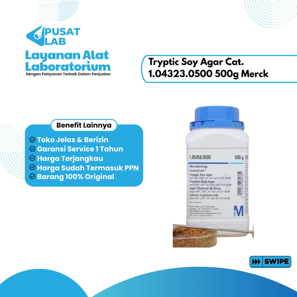 Merck Tryptic Soy Agar (TSA) 500 g – Cat. 1.04323.0500
