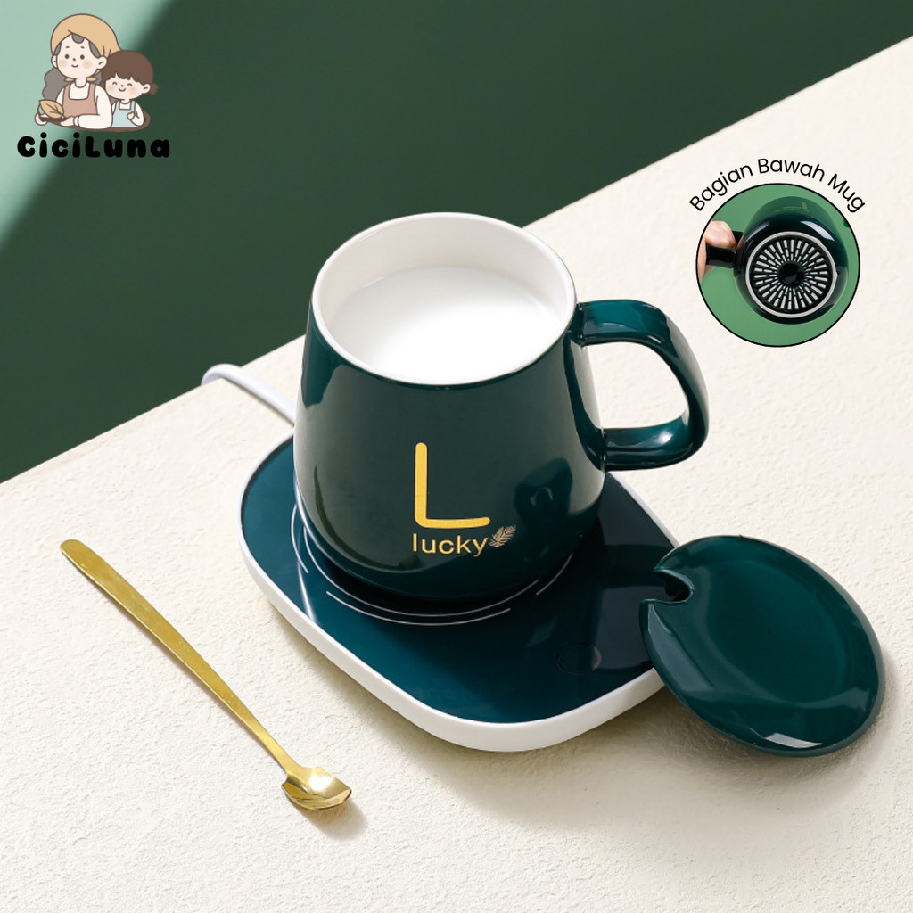 CICILUNA Gelas Set Keramik / Mug Cangkir Gelas Listrik Penghangat Minuman Kopi Susu Cup Coffee Warme