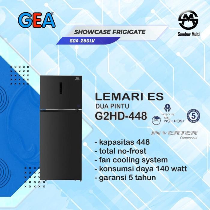 Gea Kulkas 2 pintu G2HD-448 / G2HD 448 / G2HD448 BLACK INOX