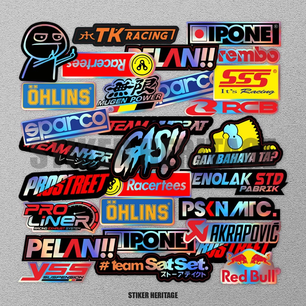 STICKER STIKER RACING HOLOGRAM | STIKER MOTOR  | STICKER HELM, stciker pack stiker helm stiker estet
