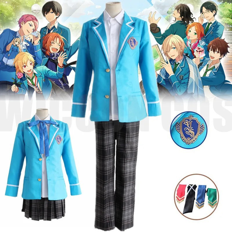 [QTakasi] Ensamble star costume cosplay Seragam sekolah Knights Star Ensemble, Cosplay Tsukinaga Leo