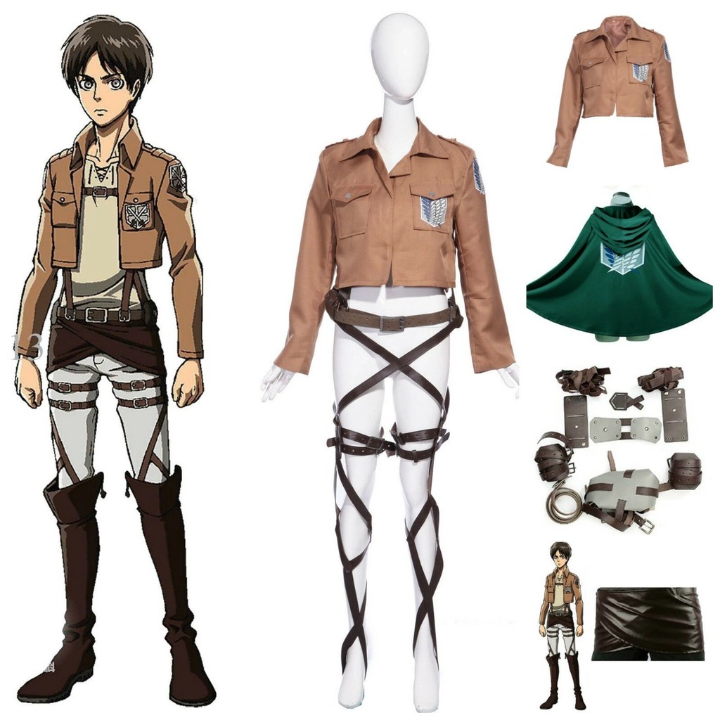 In Stock Attack on Titan cos Clothing Investigator Team Uniform Eren Mikasa Captain Uniform Jacket C