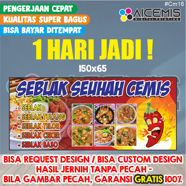 Spanduk Seblak / Banner Seblak / Spanduk Jajanan / Spanduk Seafood bakar / spanduk sosis bakar / Spa