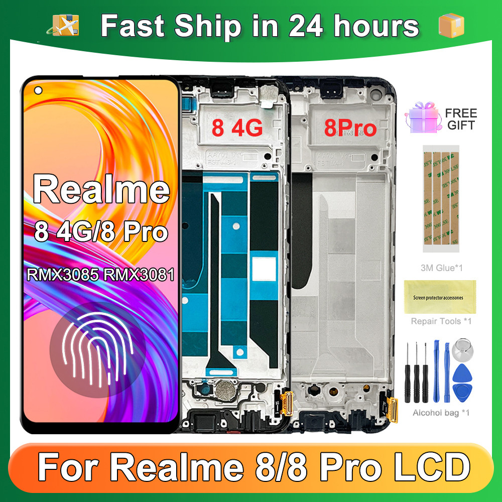For OPPO Realme 8 4G RMX3085 For AMOLED Realme 8 Pro RMX3081 LCD splay Touch Screen gitizer Assembly