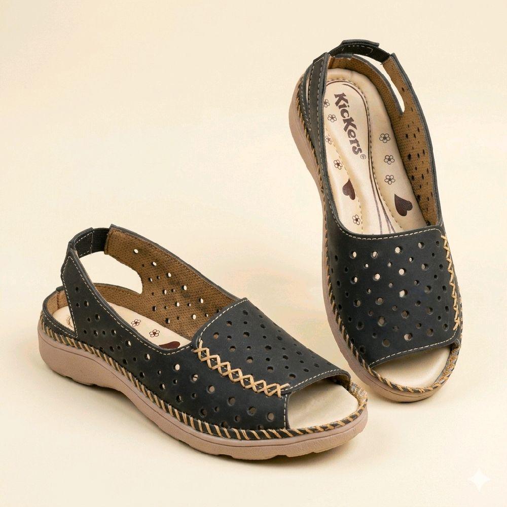 Sepatu Sandal Wanita Jumbo big size Slip-On Murah Sol Karet S42 solCoklat