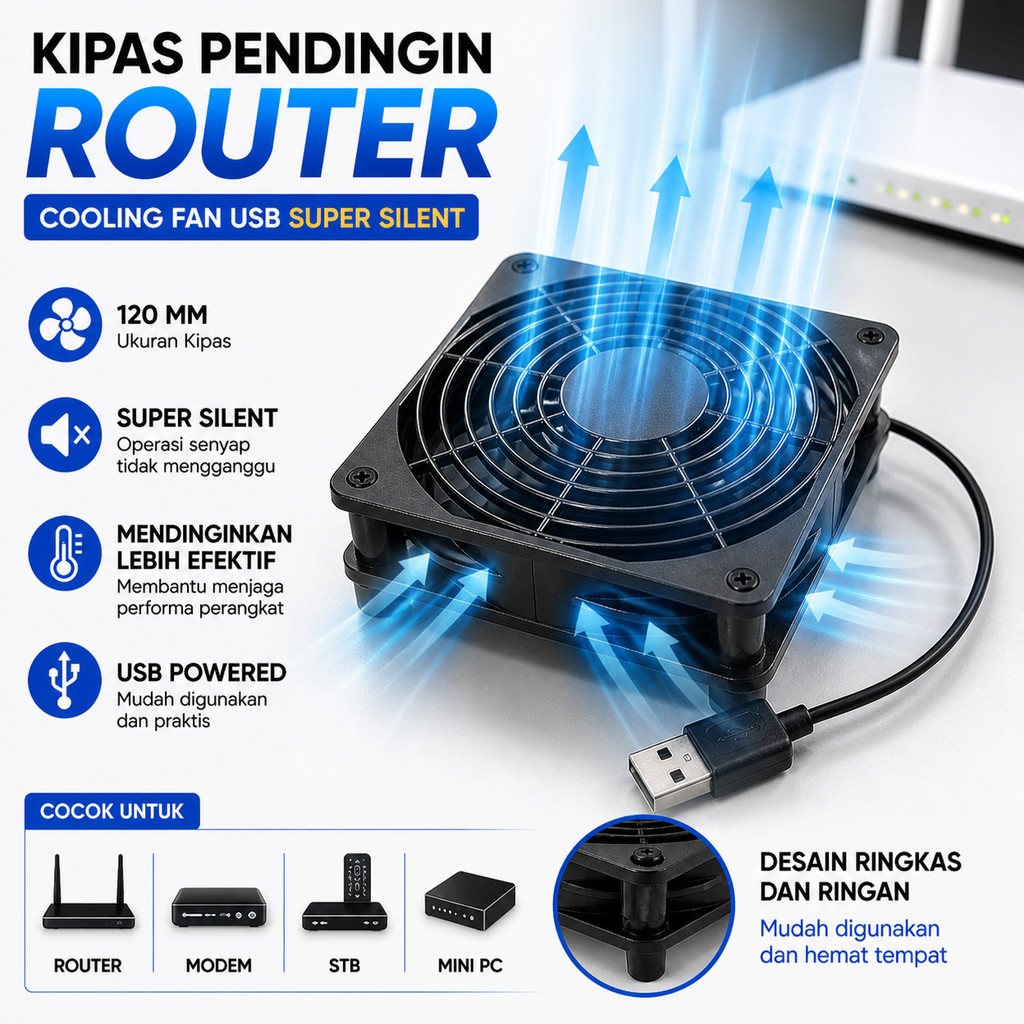 Kipas Angin Pendingin Elektronik Modem Wifi STB TV Mini PC Console PS Fan Router USB Power Plug Cool