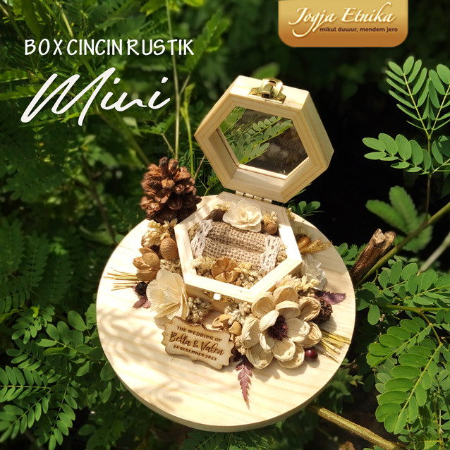 Box Cincin Segienam Mini Kayu Jati Rustik