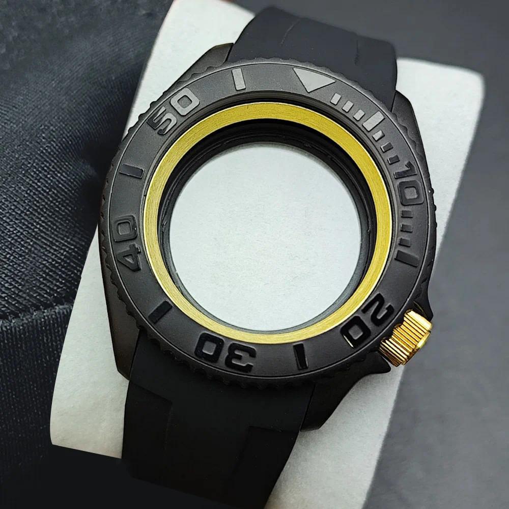 Casing NH35 42mm Jam Tangan Pria Berkualitas Tinggi Casing Baja Hitam NH34 NH35 NH36 Aksesoris Jam T