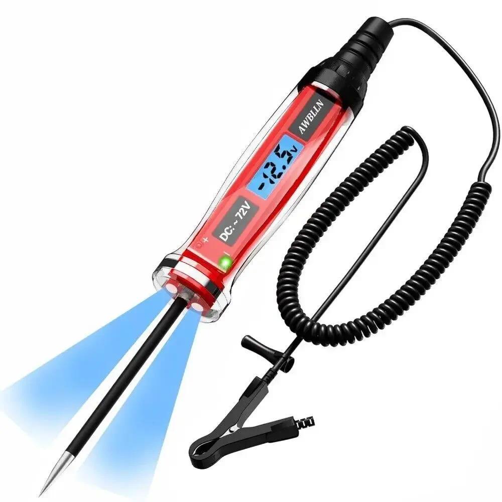3-72V DC Auto LCD gital Light Heavy Duty Circuit Fuse VoltageTester with Voltmeter Polarity Incate a