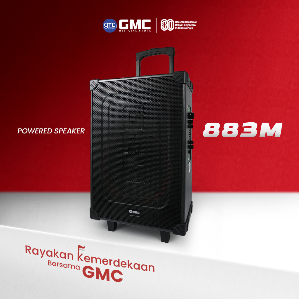 GMC Speaker 883M – Bluetooth Karaoke Speaker 12" – 130W, USB, SD, AV In, FM Radio, Karaoke Jack