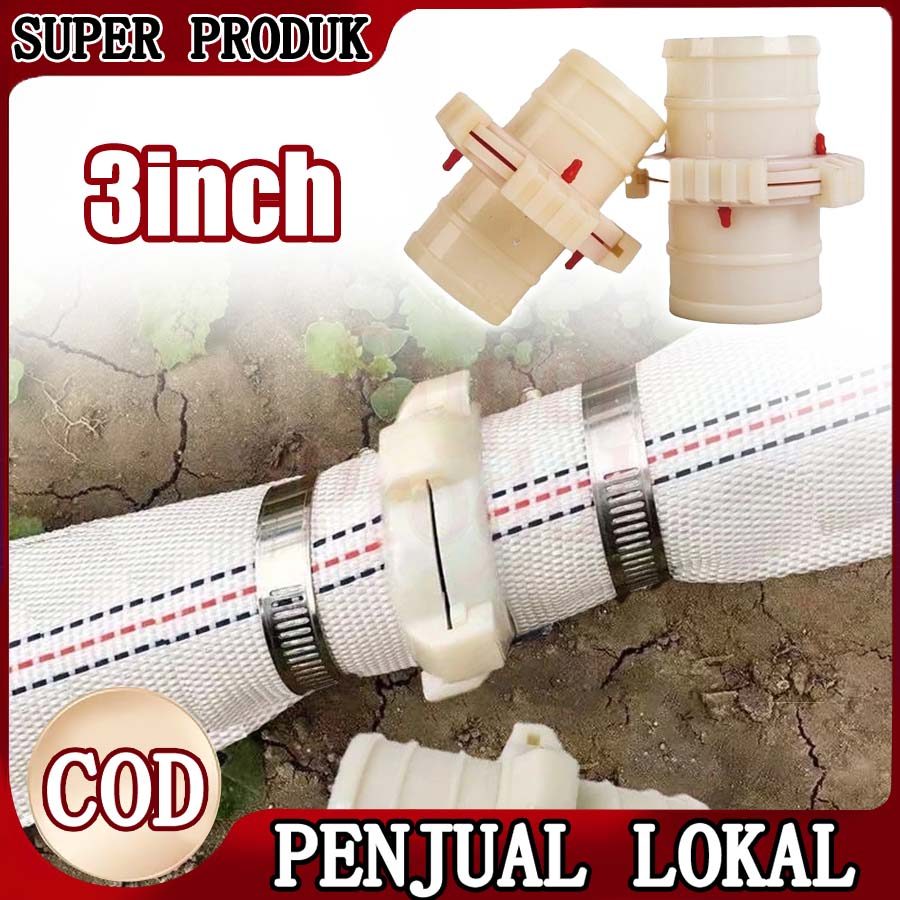 3 Inch Sambungan Selang Air Konektor Selang Irigasi Taman Sistem Irigasi Kebun Plastik PVC Tahan Lam