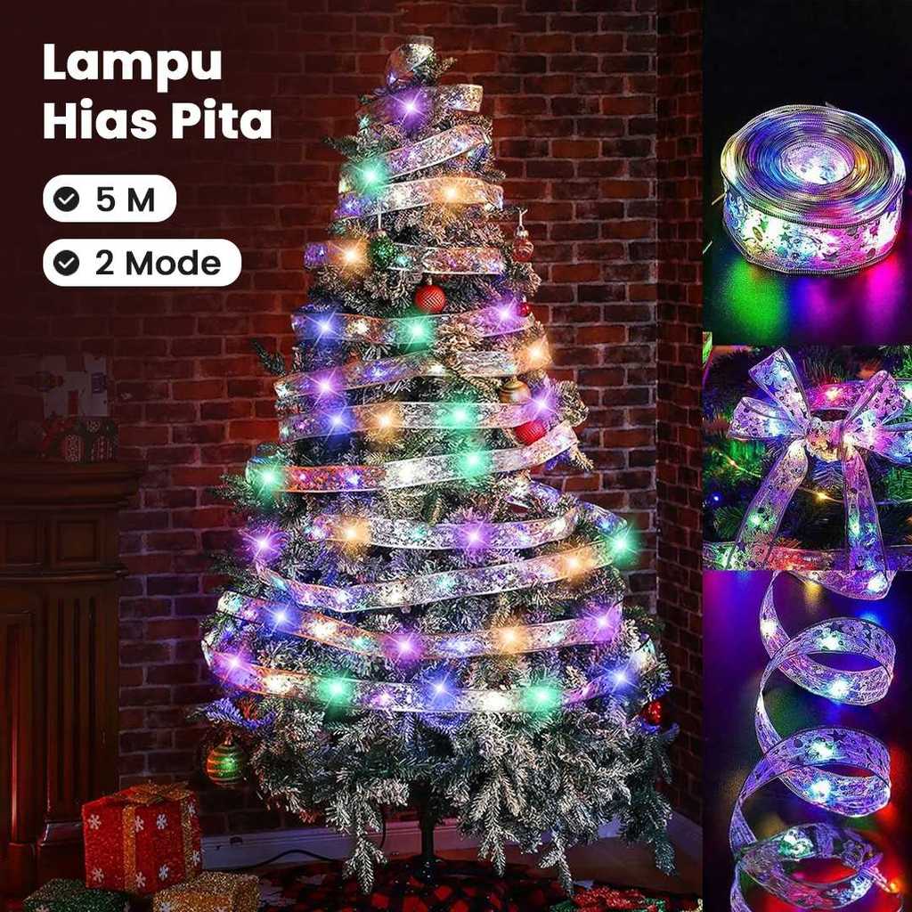 Lampu Hias Natal String Lights Model Pita Natal 50 LED Multicolor