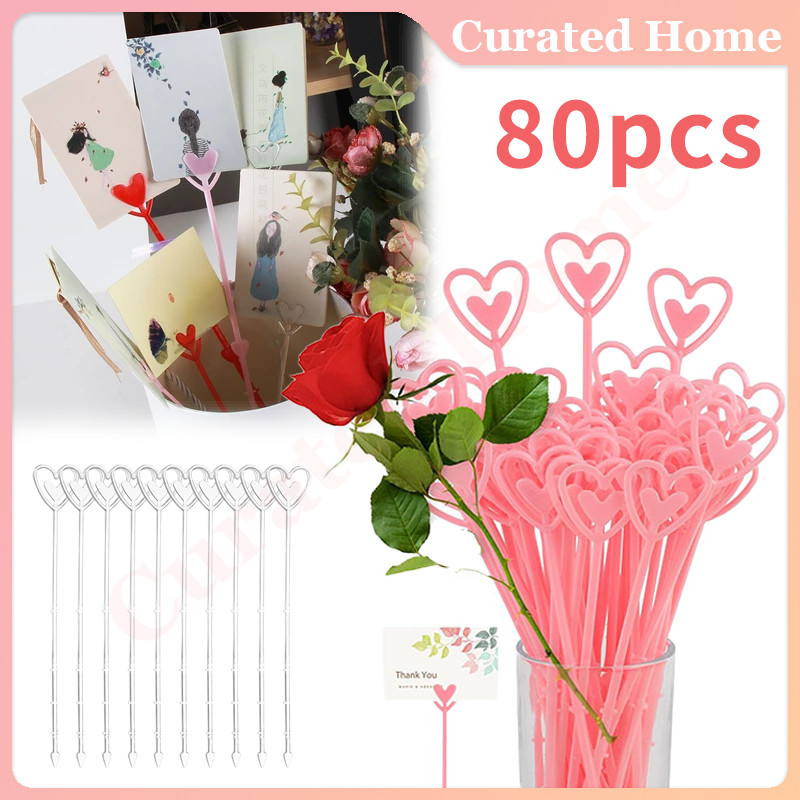 [80PCS] Stik Kartu Ucapan Love / Tangkai Kartu Ucapan / Stick Card Holder Plastik Love