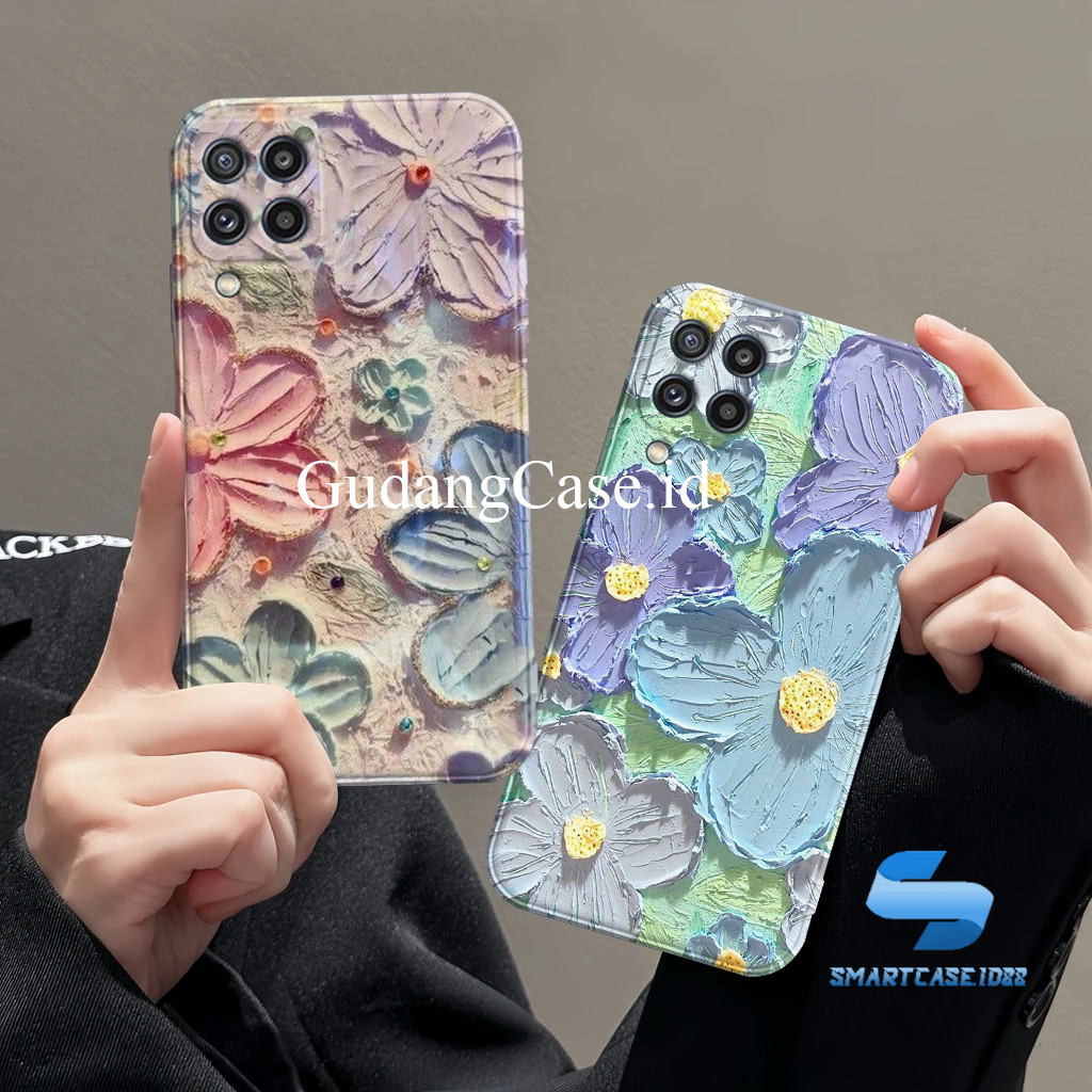 Case Samsung A12 M12 A22 A31 A51 Softcase Lentur Procamera Motif Bunga Lukis