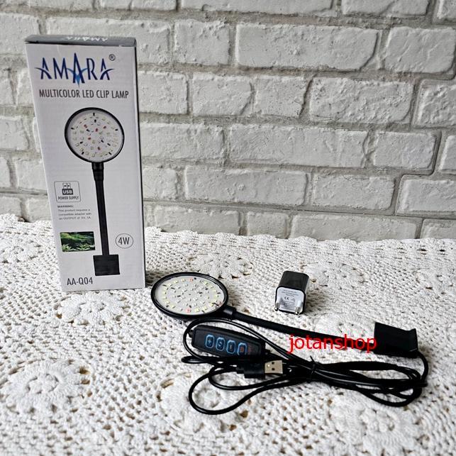 AMARA AA Q04 LED MULTICOLOR CLIP LAMP Lampu Jepit 4W 3 mode Aquarium Kecil Toples Mini Clip USB