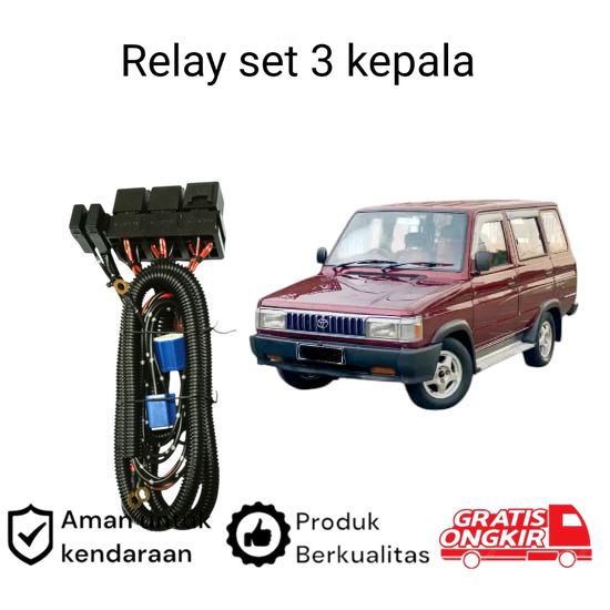 Relay Set Lampu Utama LED H4  Mobil Toyota kijang Grand Extra Koko