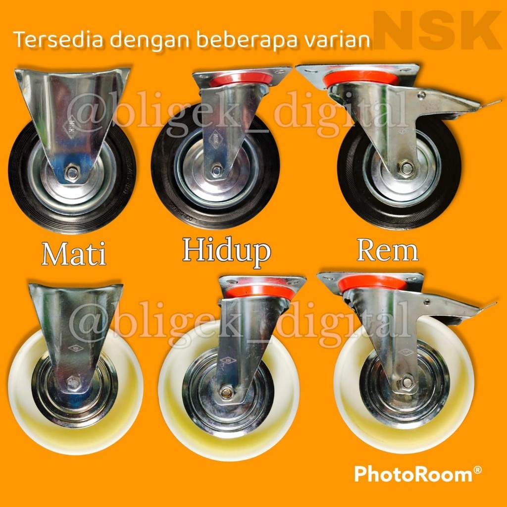 Roda Troli NSK 5 Inch Besi Ban Karet