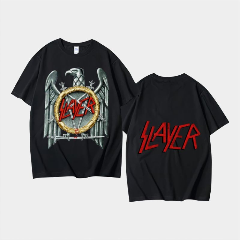 Kaos Band Metal Slayer - Silver eagle Tshirt V2 baju original wanita pria depan belakang PREMIUM COT