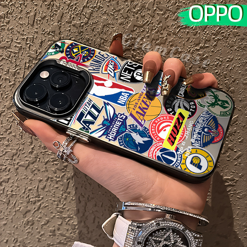 Brand Tags Glossy Hologram PC Case OPPO A18 A57 A16 A15 A17 A60 A3x A3s A5s A54 A53 A12 A31 A58 A1K 