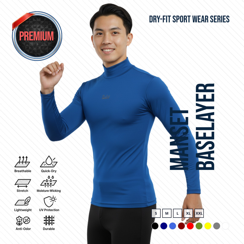 Baju Pria Manset Spandex Baselayer Outdoor Tangan Panjang Hiking Gunung