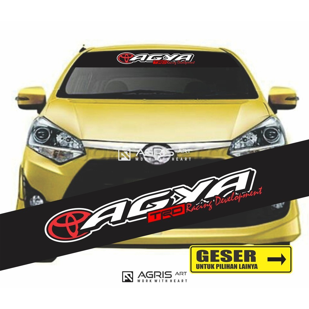 cutting sticker stiker kaca depan AGYA TRD racing development reflektif nyala