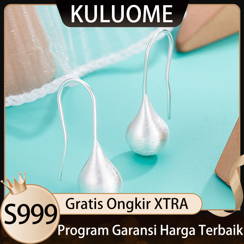 KULUOME Anting-anting Kecil Perak Tetes Air untuk Wanita Desain Khusus Kepribadian Tinggi Model Baru