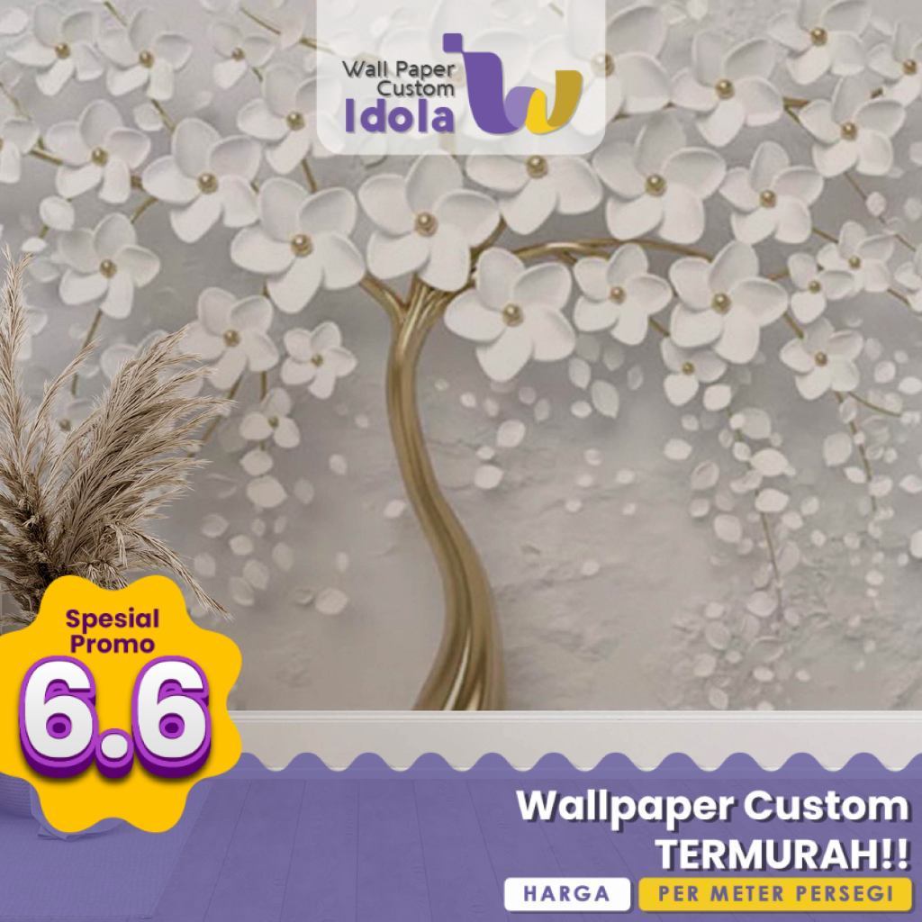 Wallpaper Custom Motif Floral Bunga Untuk Kamar Tidur Premium Quality
