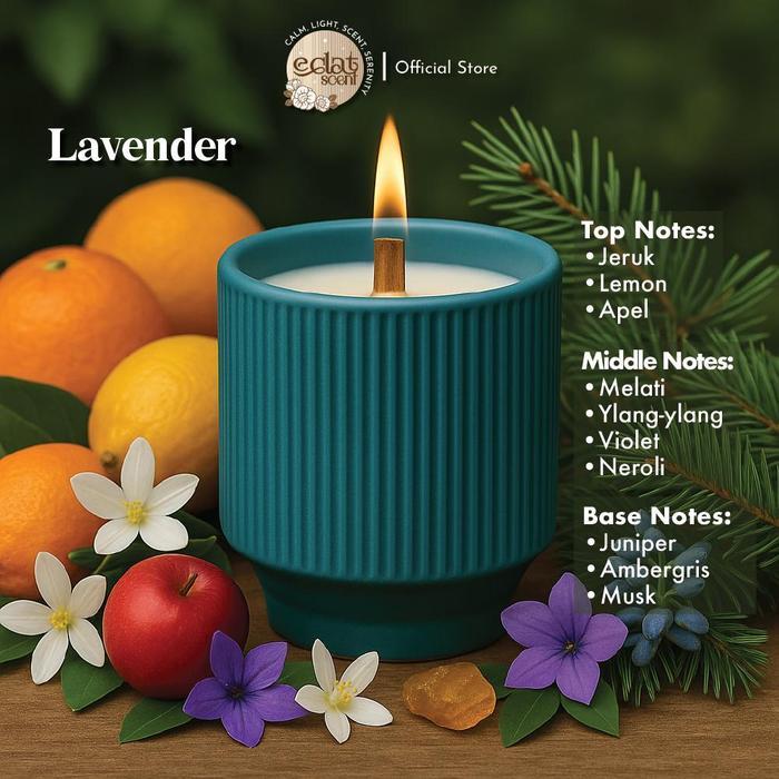 Eclat Candles Fresh Floral Woody Aromatherapy Candle Lilin Kedelai Estetik Cup Keramik Colorful 5 Pi