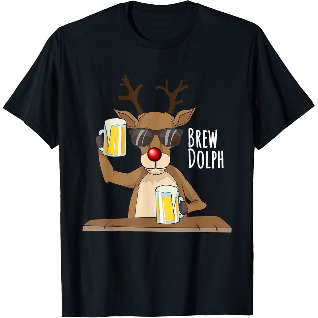 *COD* Kemeja alkohol Natal yang lucu Kaos Minum Bir Dolph yang Menampilkan Rusa