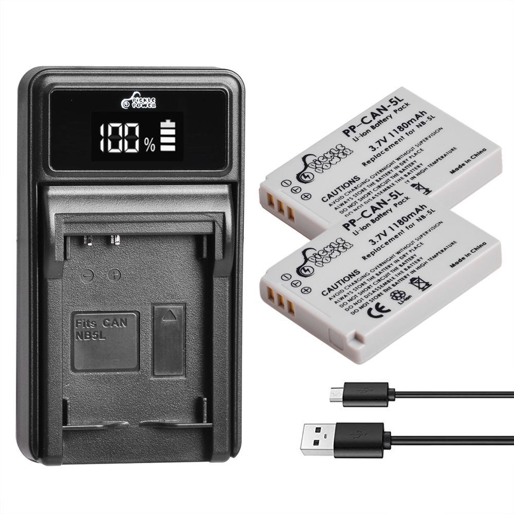 Pickle Power NB-5L NB5L Battery LED USB arger For Canon PowerShot S100 S110 SD790IS SD850IS SD870IS 