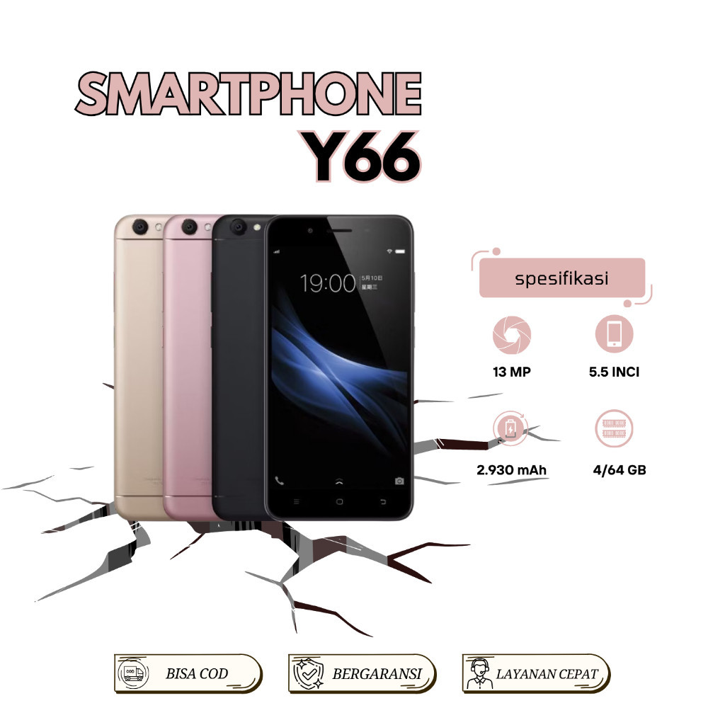 HP VIVO Y66 4/64GB BARU SEGEL FULLSET 4G ASLI SMARTPHONE GARANSI 1 TAHUN COD