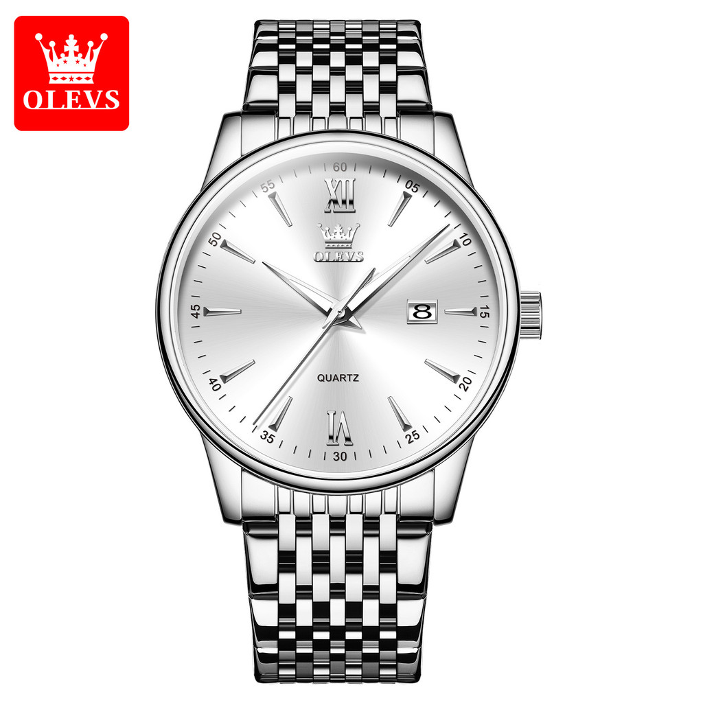 OLEVS Jam Tangan Pria Original 100% Branded Laki-Laki Arloji Cowok Watches Analog Anti Air Quartz Lu