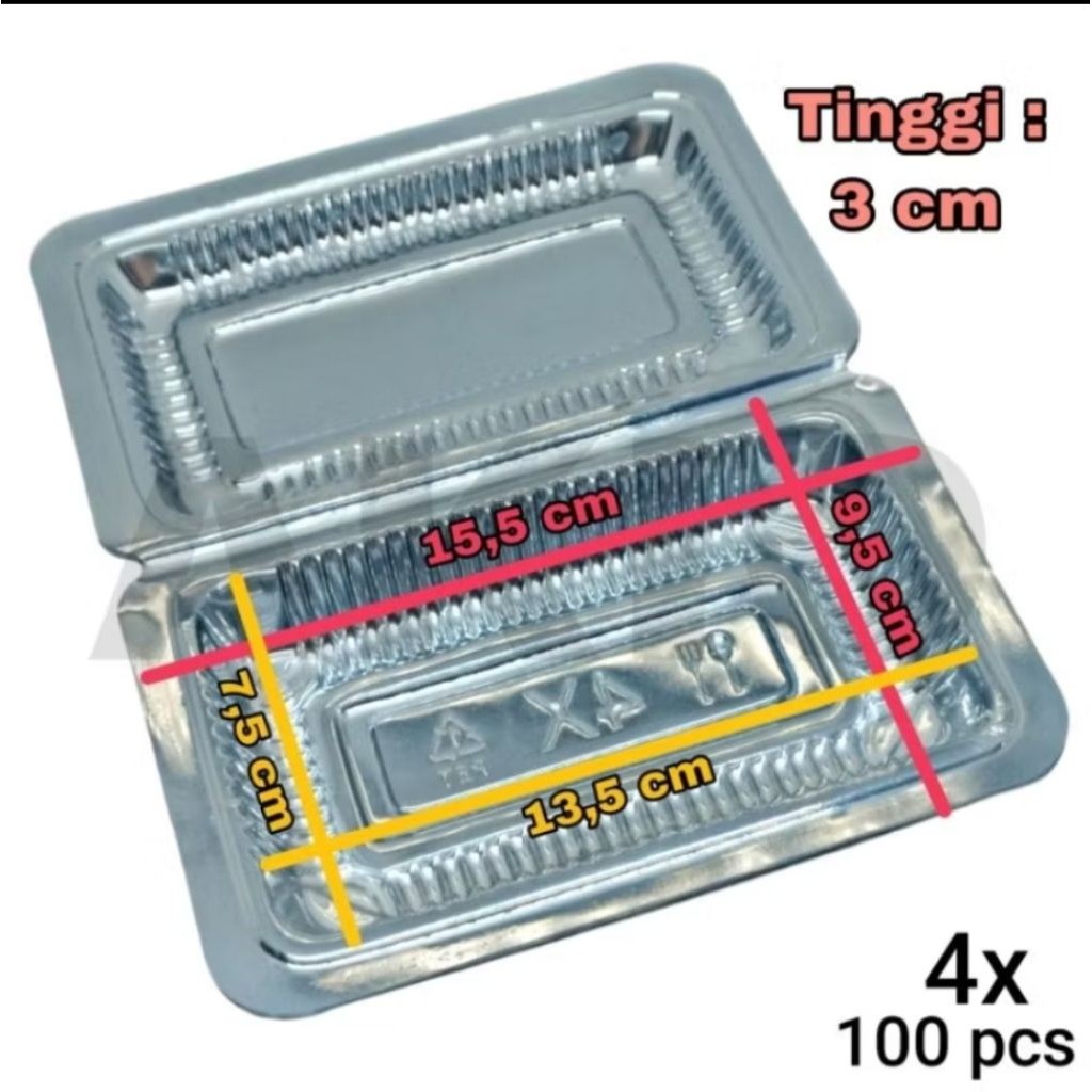 Mika plastik kotak Bening 4X mika kue mika nasi kuning isi 100