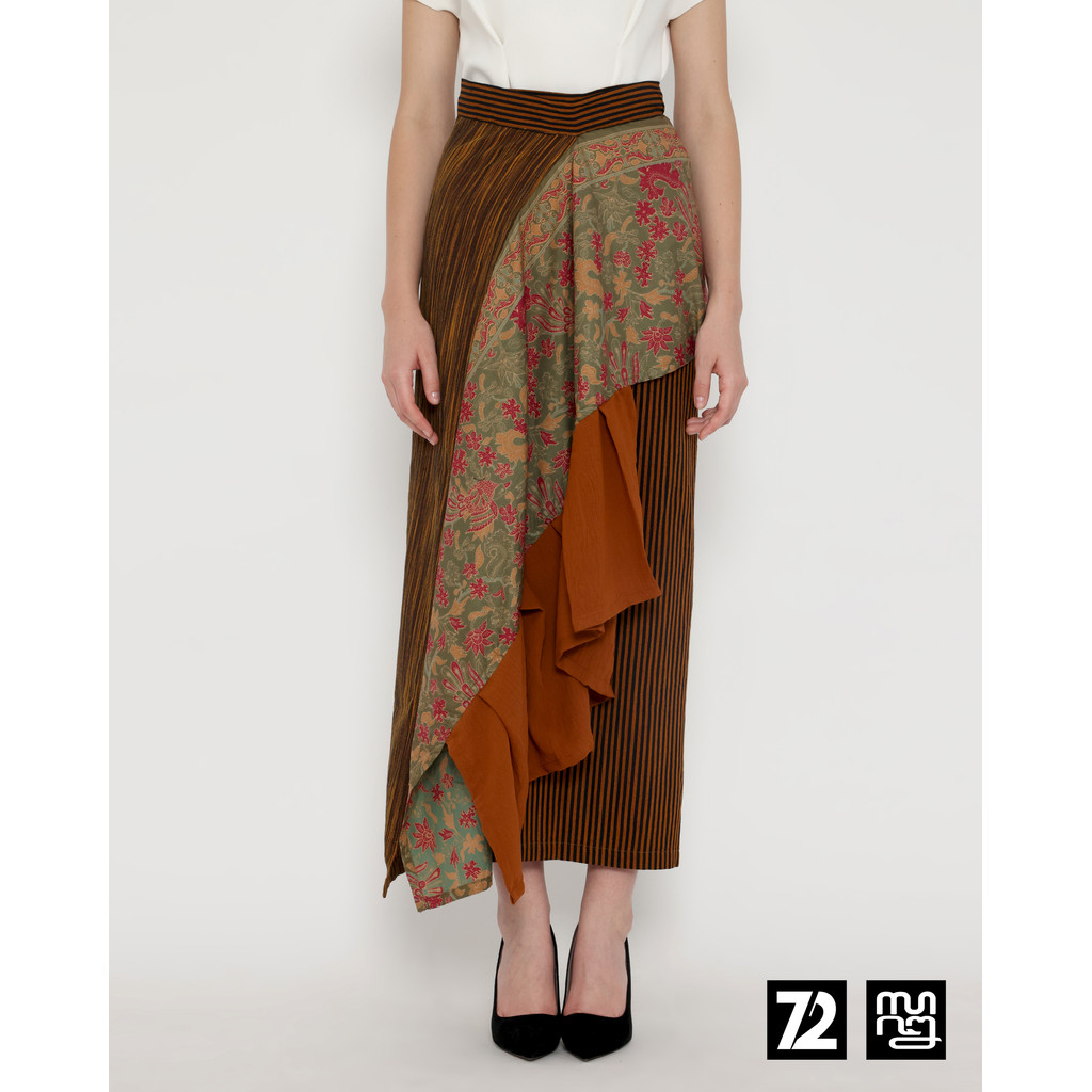 ROK BATIK SPAN Naura Long Skirt Lilit Kebaya Instan Modern Lurik Warna Hijau 72 Batik x WearLori 726