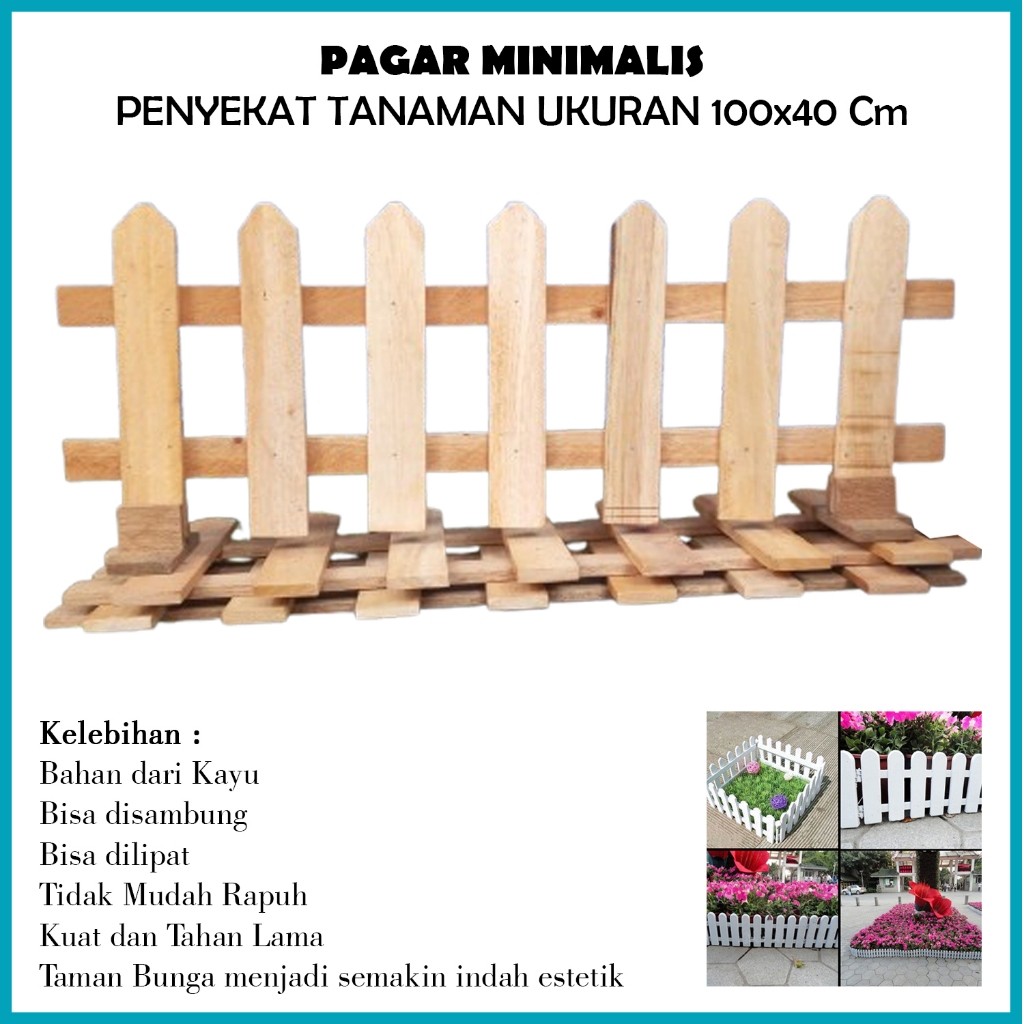 Pagar Kayu Taman Dekoratif | Pembatas Tanaman | Ukuran & Warna Custom
