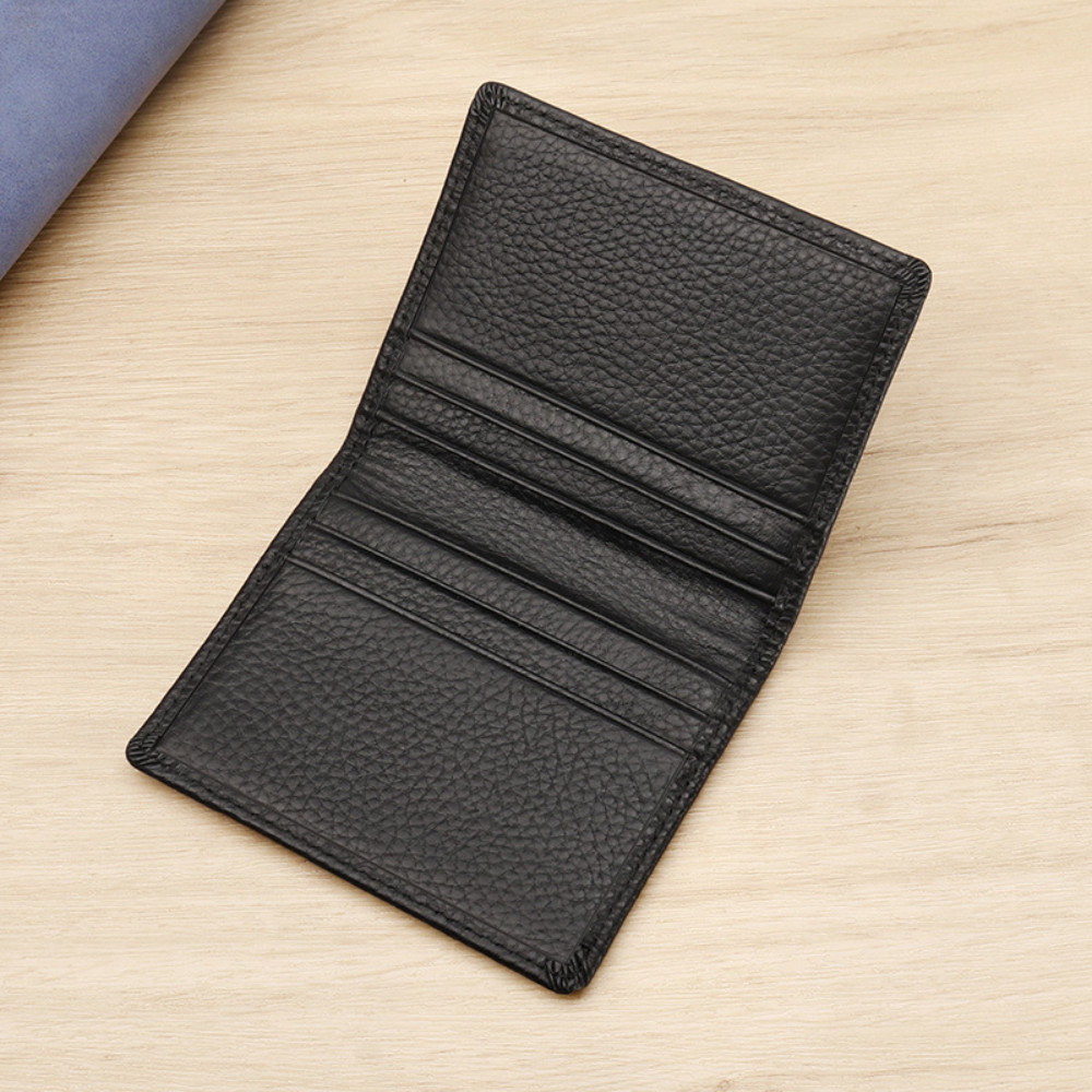 Tempat Kartu Kulit sintetis Leci Pria, Tas Kartu, Tempat Kartu Bisnis Ultra Tipis dan Lembut