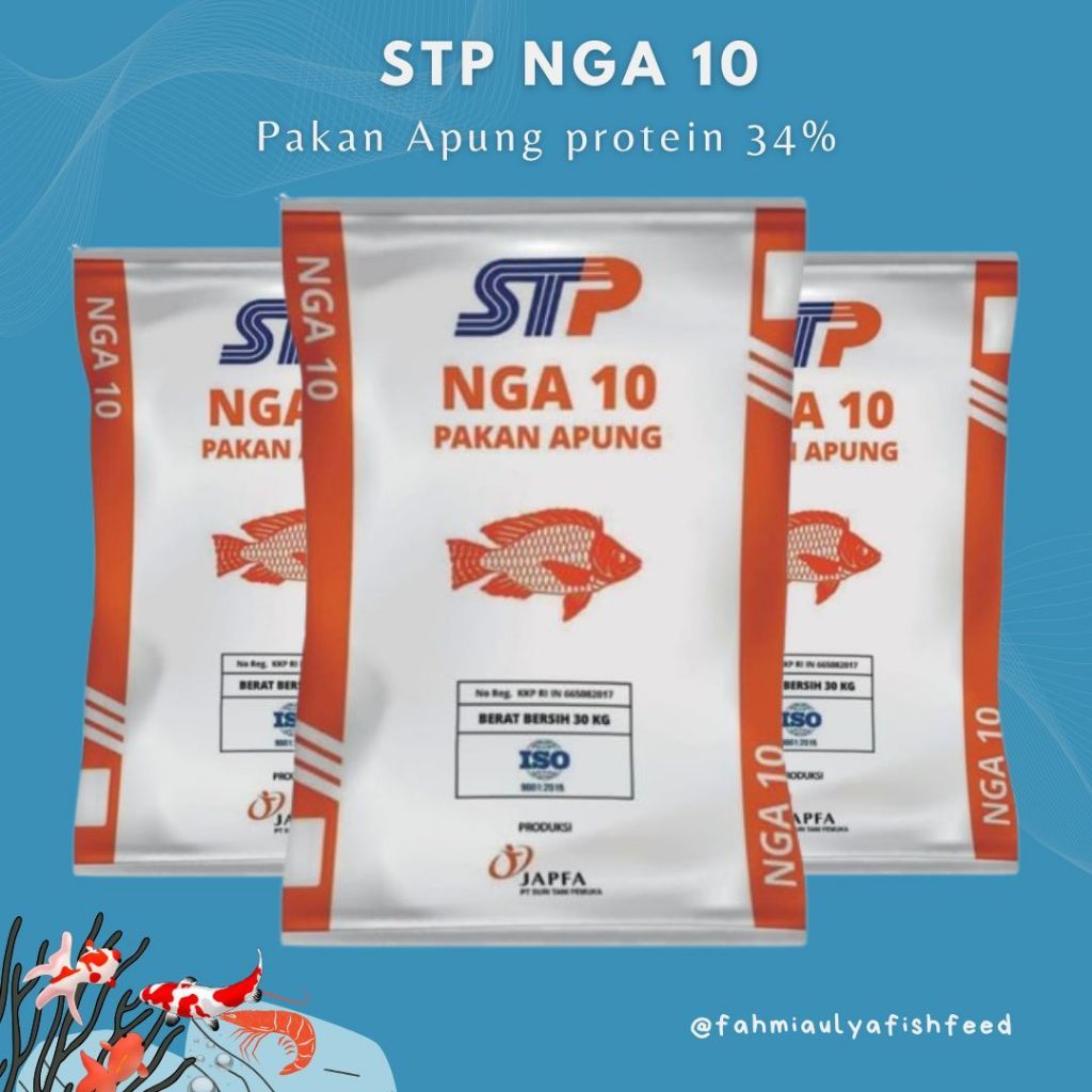 PAKAN IKAN MURAH (KEMASAN 1 KG) STP NGA 10 PROTEIN TINGGI 32-34% PAKAN APUNG IKAN BANDENG, LELE, MUJ