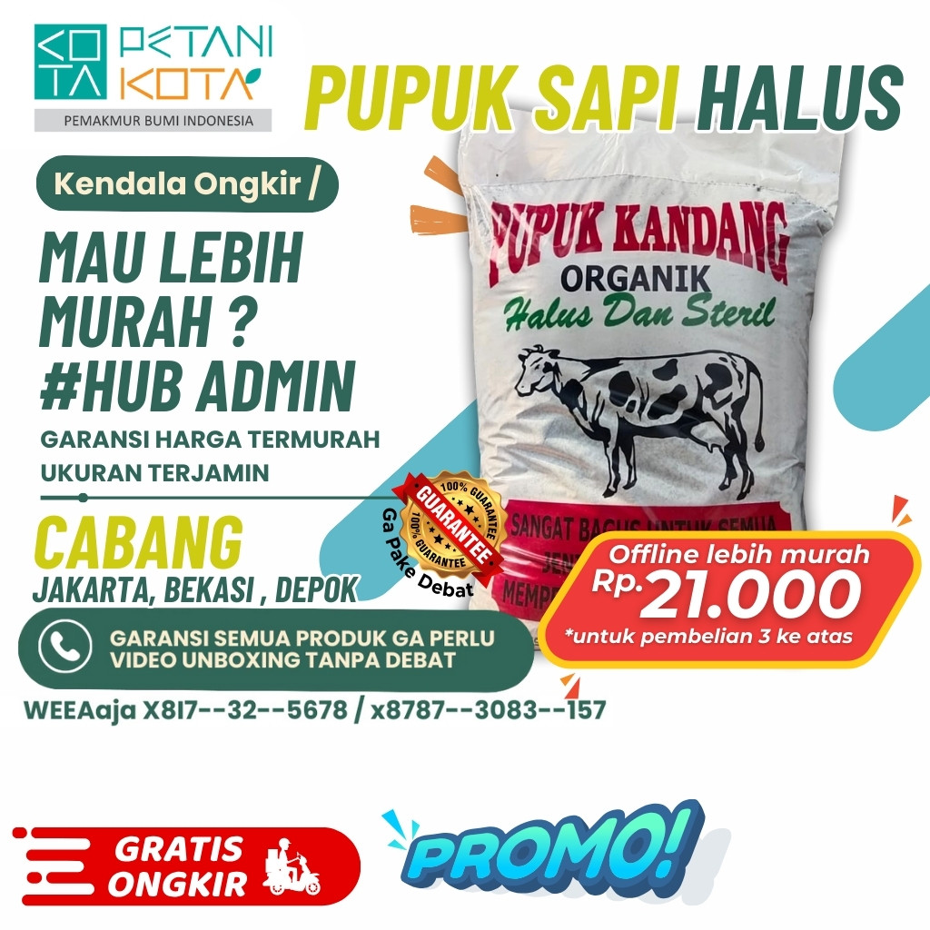 Pupuk Kandang SAPI Organik Karung Kemasan Besar Siap Pakai Tidak Bau