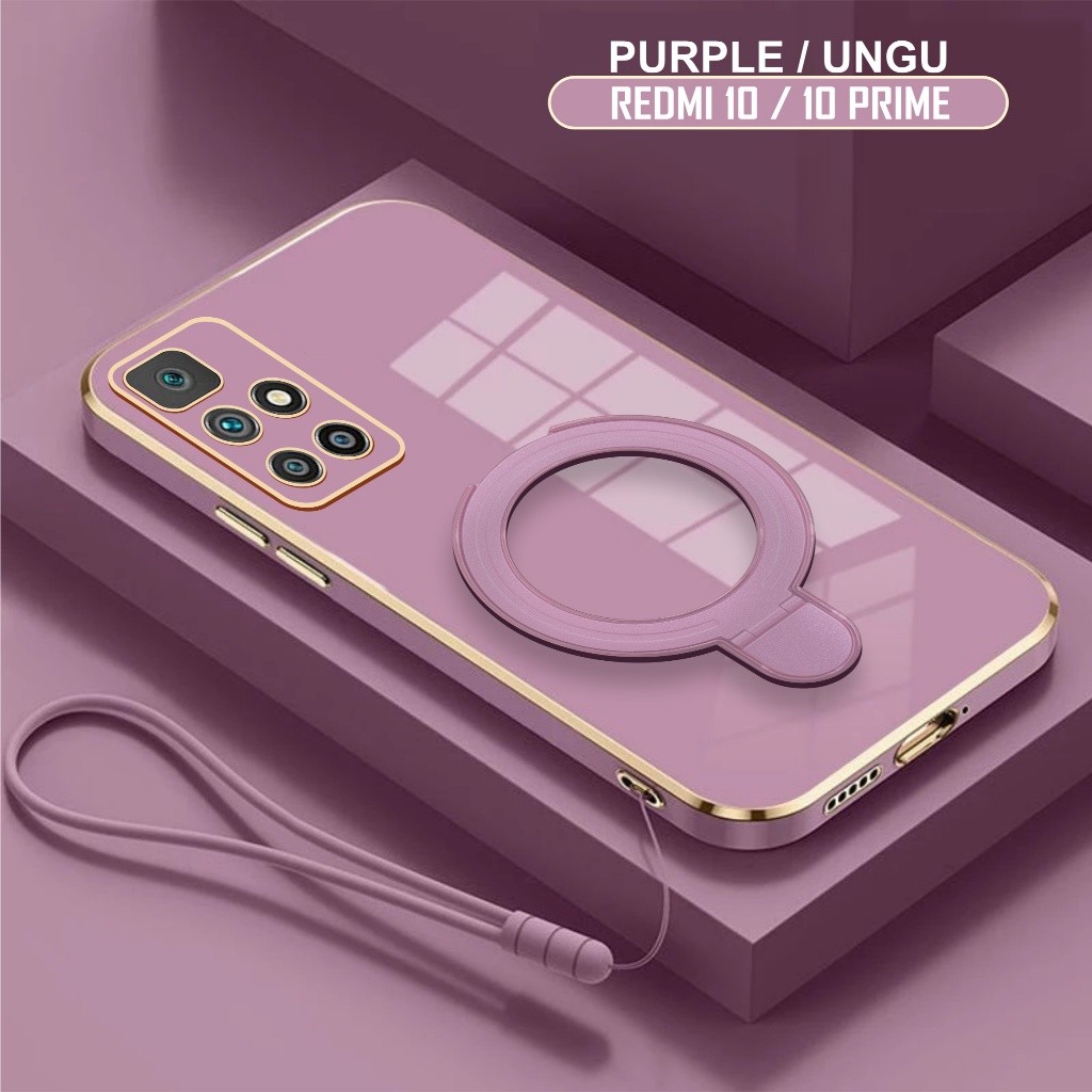 Soft Case Xiaomi Redmi 10 / 10 Prime CaseRing Plating Holder Free Tali Lanyard Casing Handphone