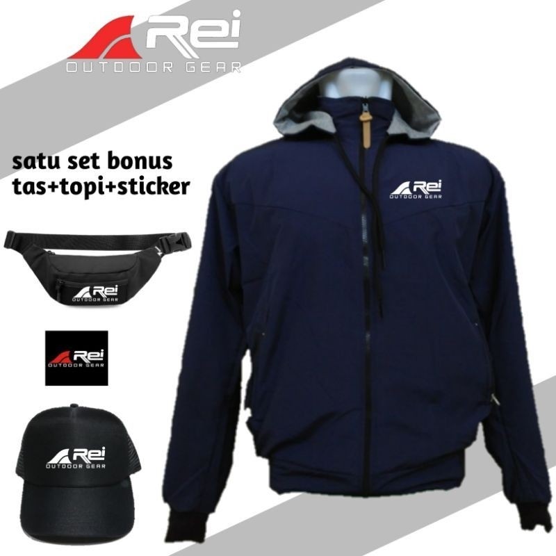 MURAH JAKET PARASUT REI OUTDOOR GEAR FREE TOPI & TAS