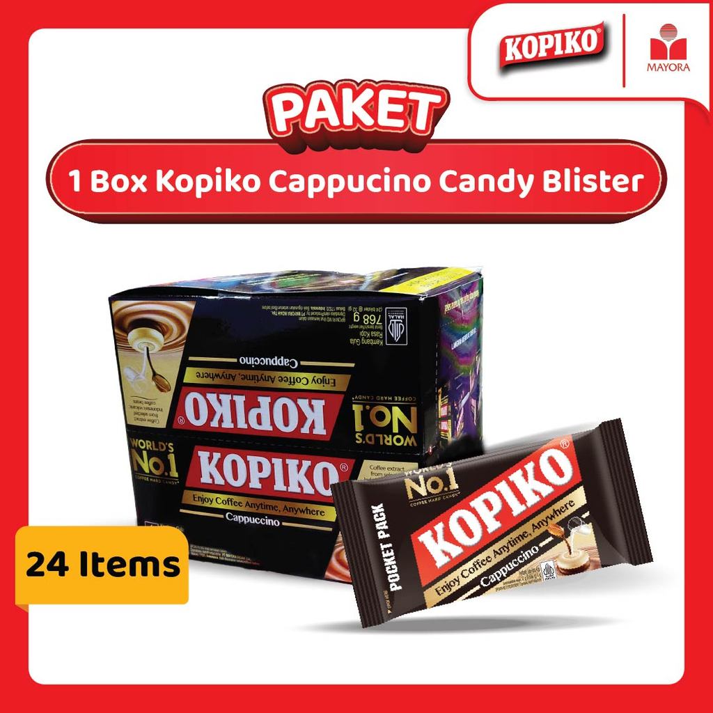 Paket 1 BOX Permen Kopiko Cappucino Candy Blister